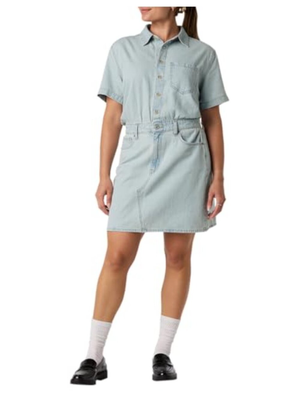 Heritage Button-up Denim Dress Relaxed Fit Casual Wear